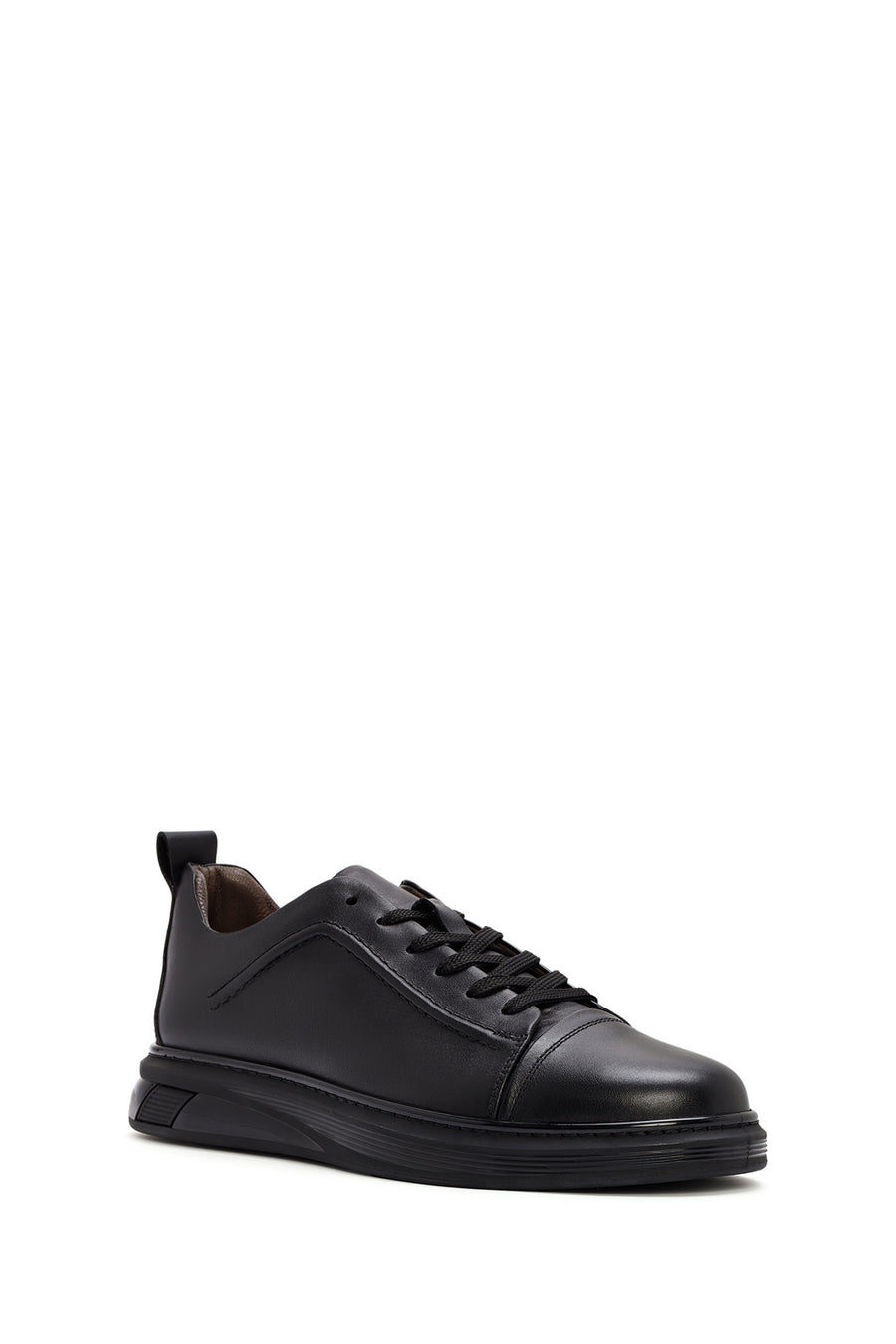 
Men's Black Thick Sole Lace-Up Leather Sneaker
