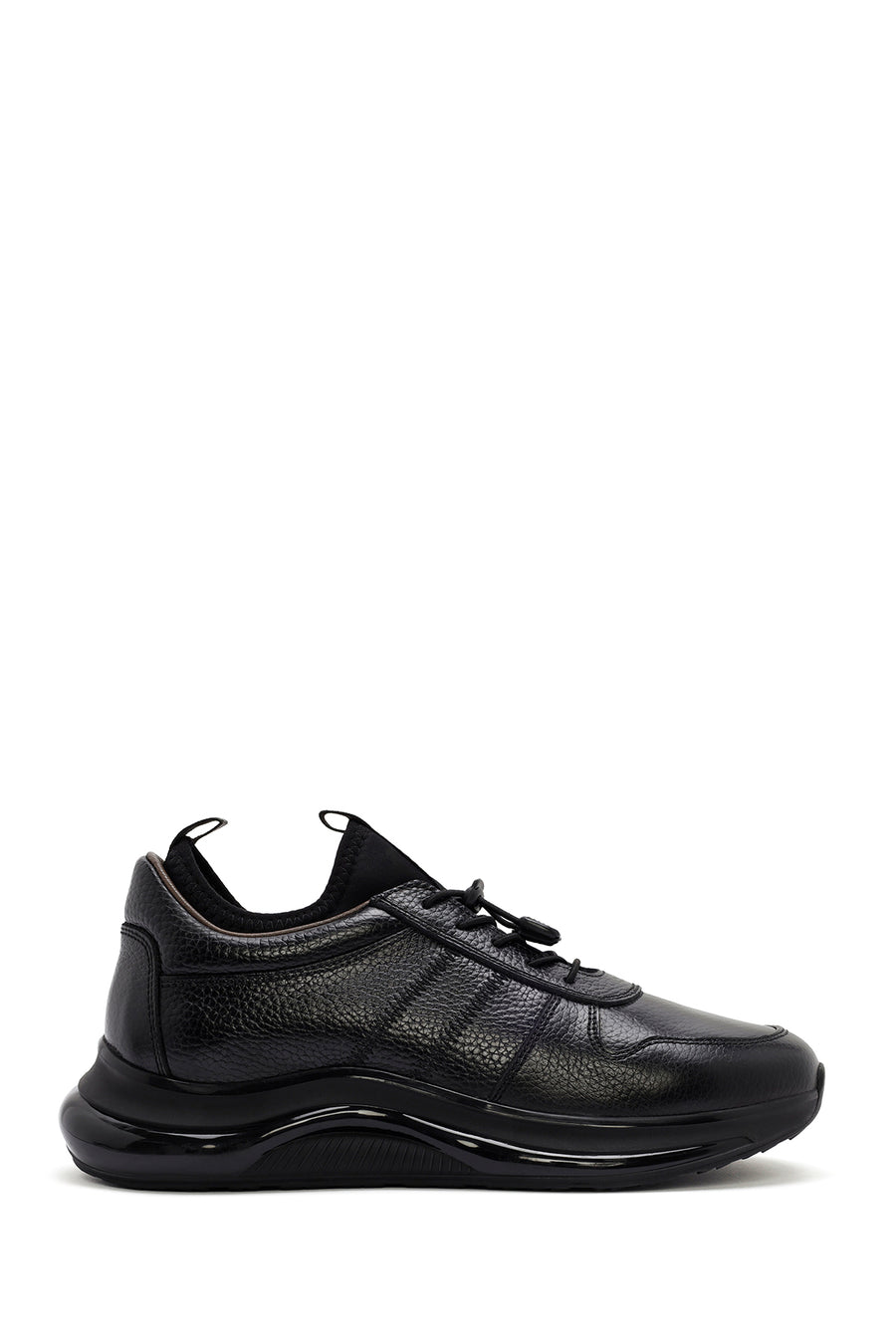Men's Black Lace-up Thick-Sole Leather Sneaker 24SFD6029FT | Derimod