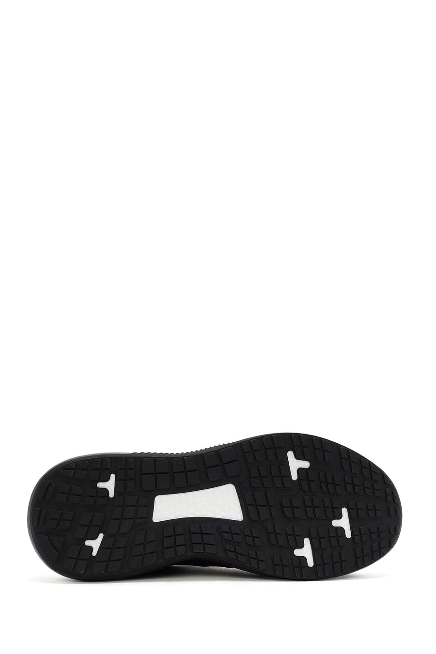Men's Black Lace-up Thick-Sole Leather Sneaker