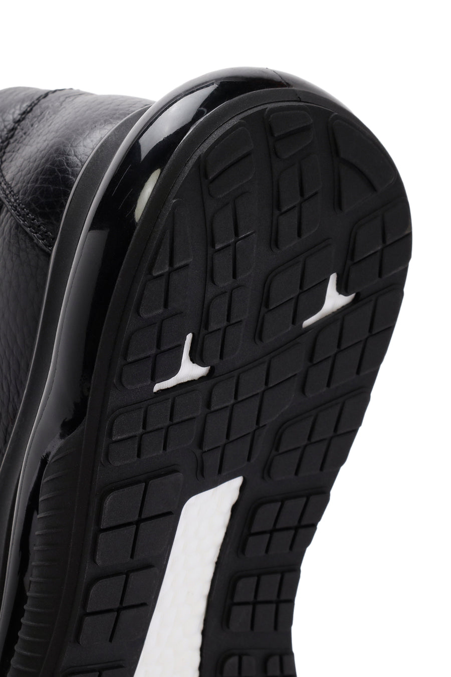 Men's Black Lace-up Thick-Sole Leather Sneaker