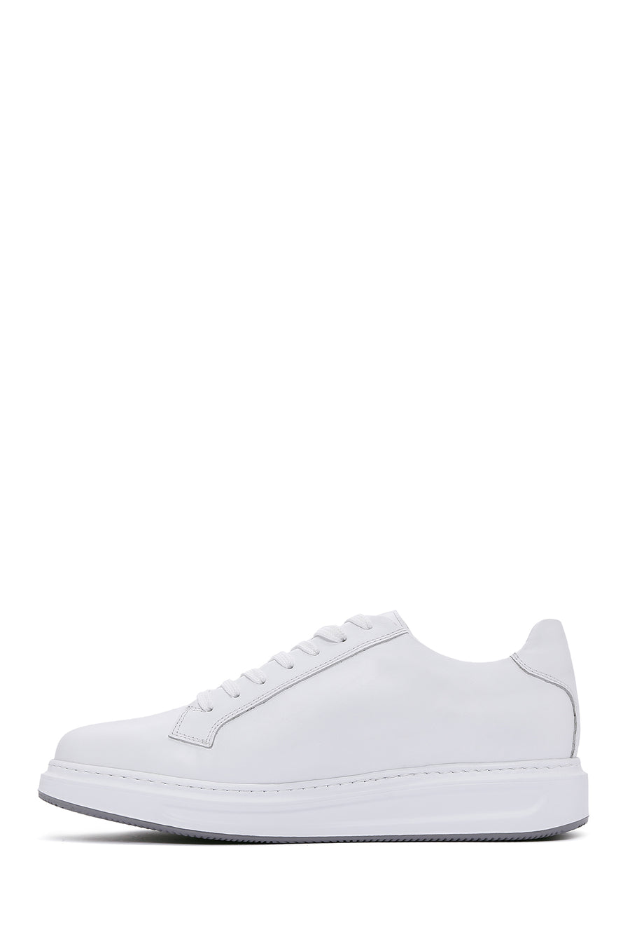 Men's White Lace-up Leather Sneaker