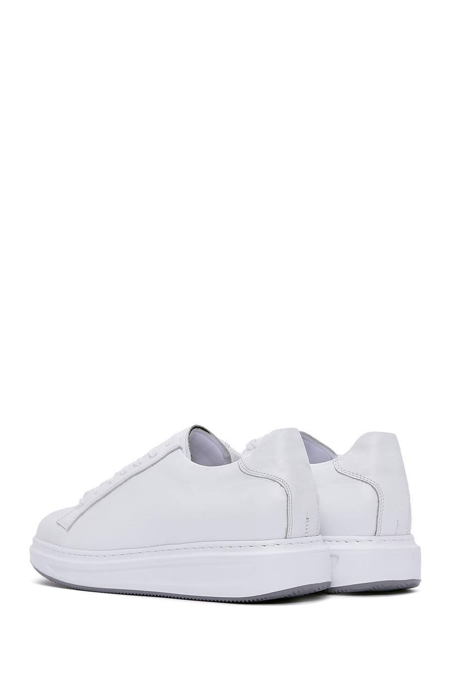 Men's White Lace-up Leather Sneaker