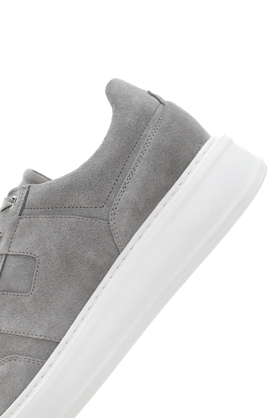Erkek Gri Kalın Tabanlı Bağcıklı Süet Deri Sneaker