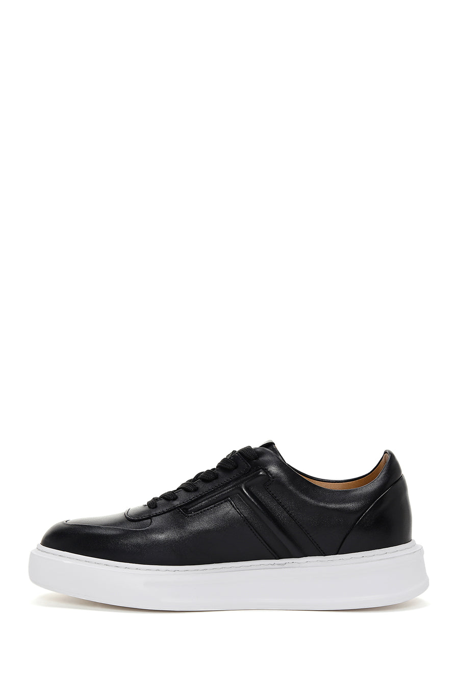 Men's Black Lace-up Leather Sneaker