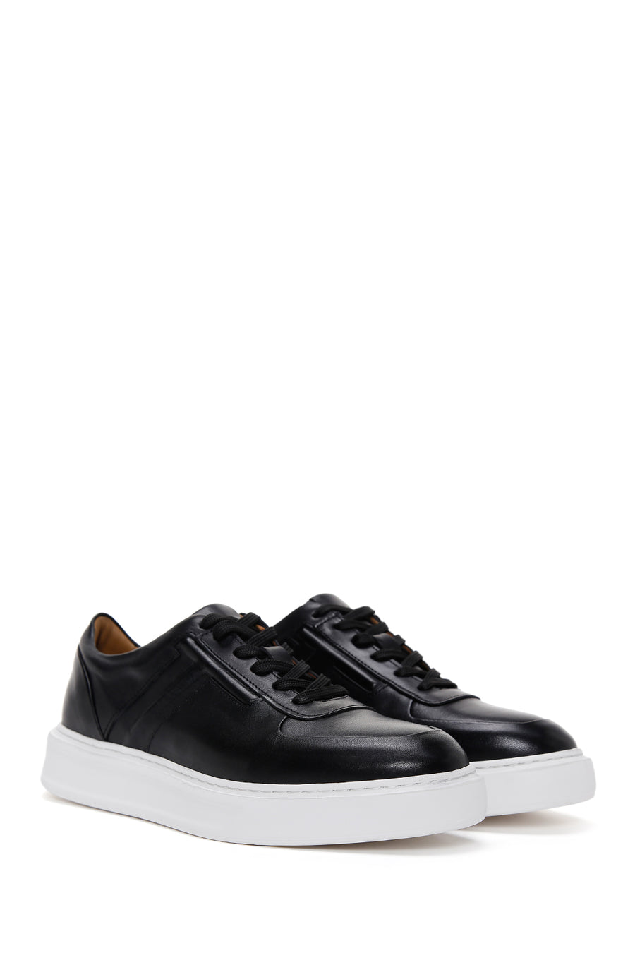 Men's Black Lace-up Leather Sneaker
