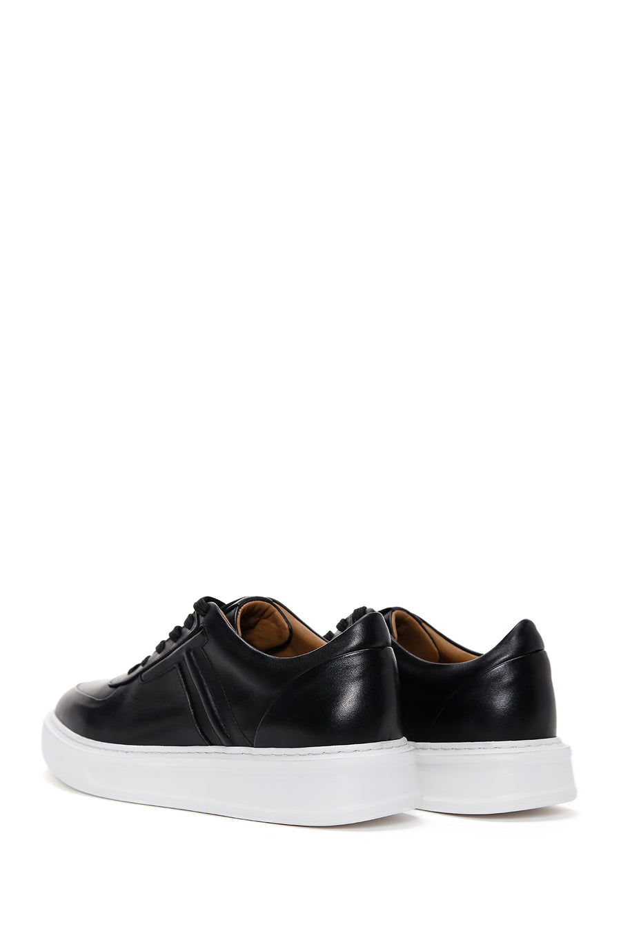 Men's Black Lace-up Leather Sneaker