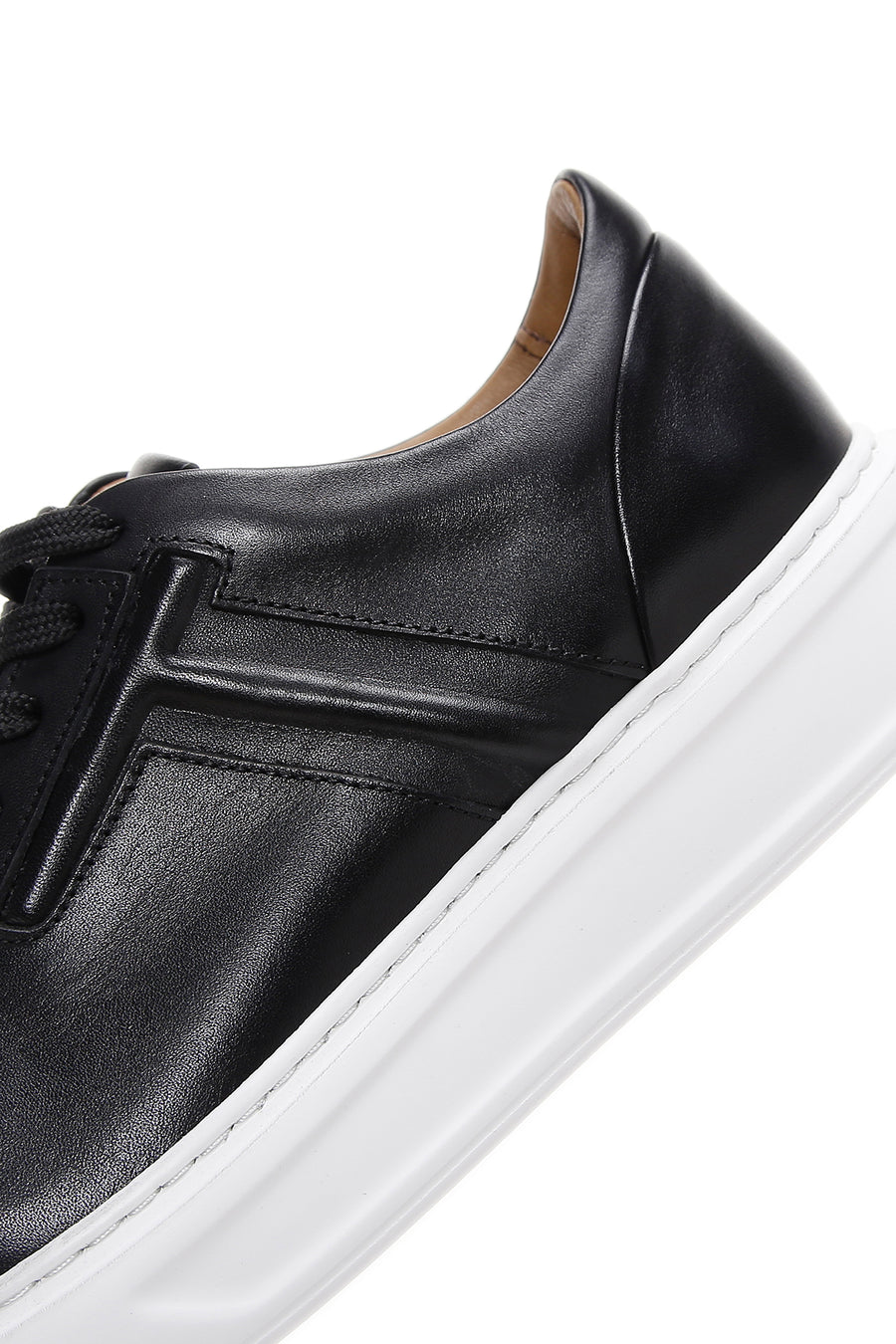 Men's Black Lace-up Leather Sneaker
