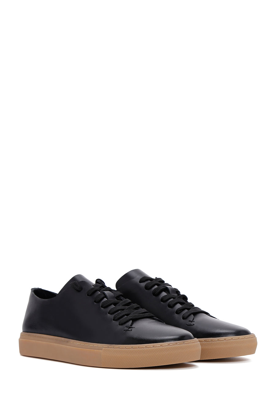 Men's Black Lace-up Leather Sneaker