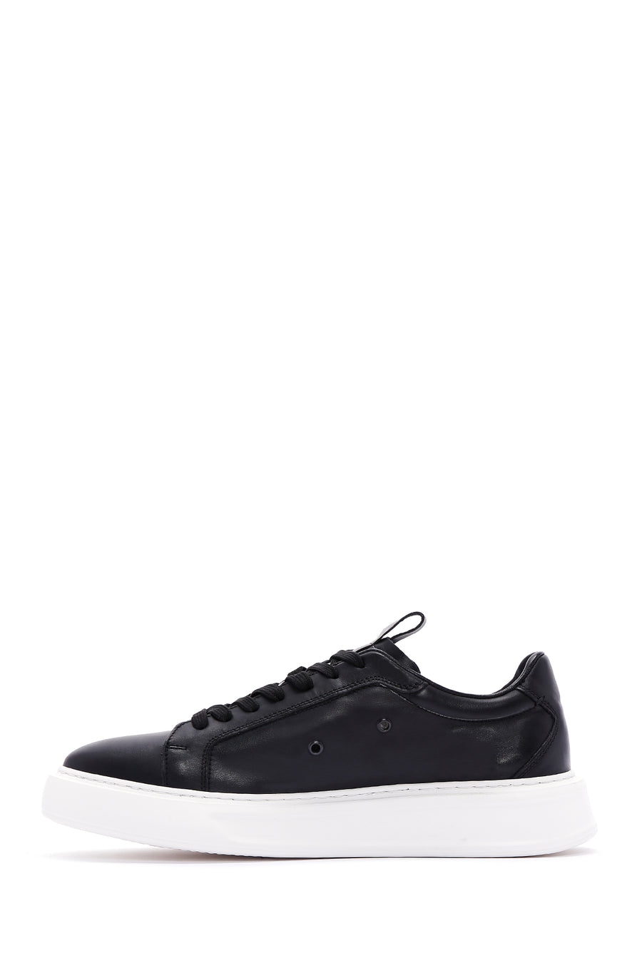 Men's Black Lace-up Leather Sneaker