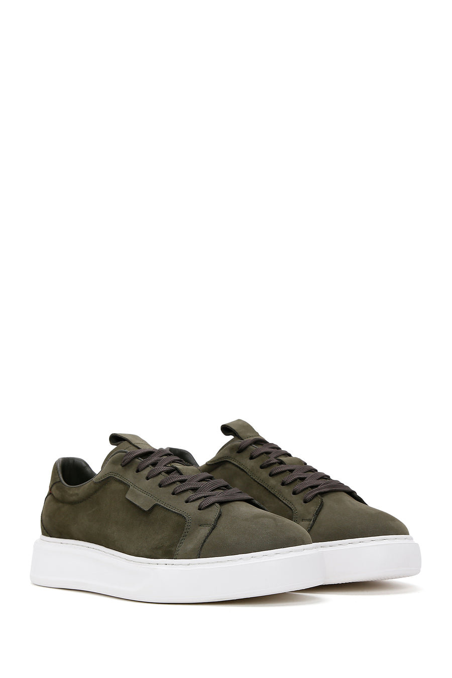 Erkek Yeşil Bağcıklı Nubuk Deri Sneaker