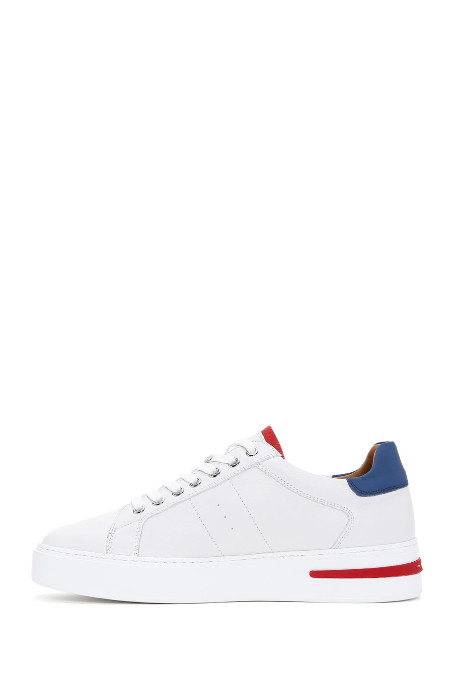 Men's White Lace-up Leather Sneaker