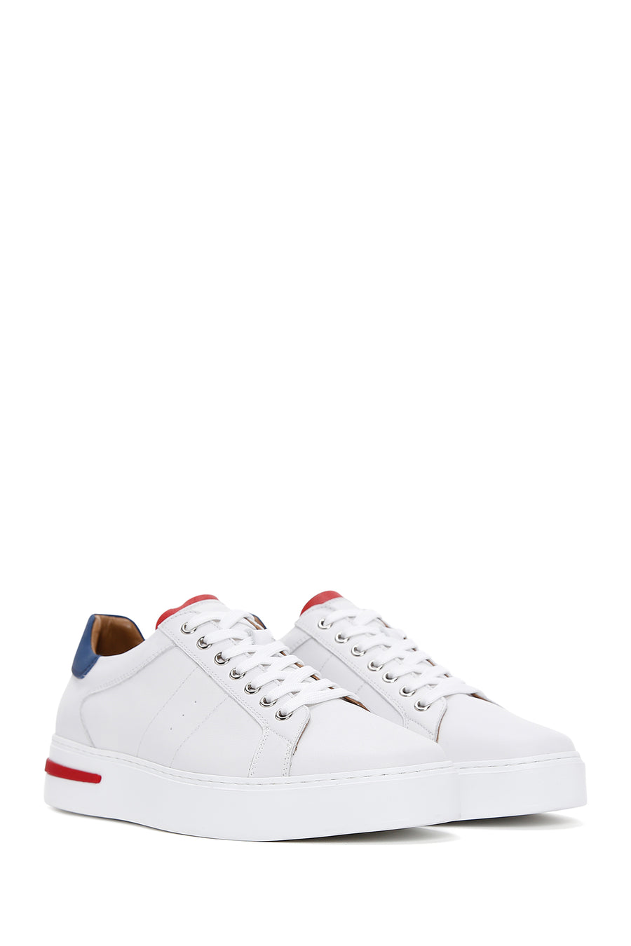 Men's White Lace-up Leather Sneaker