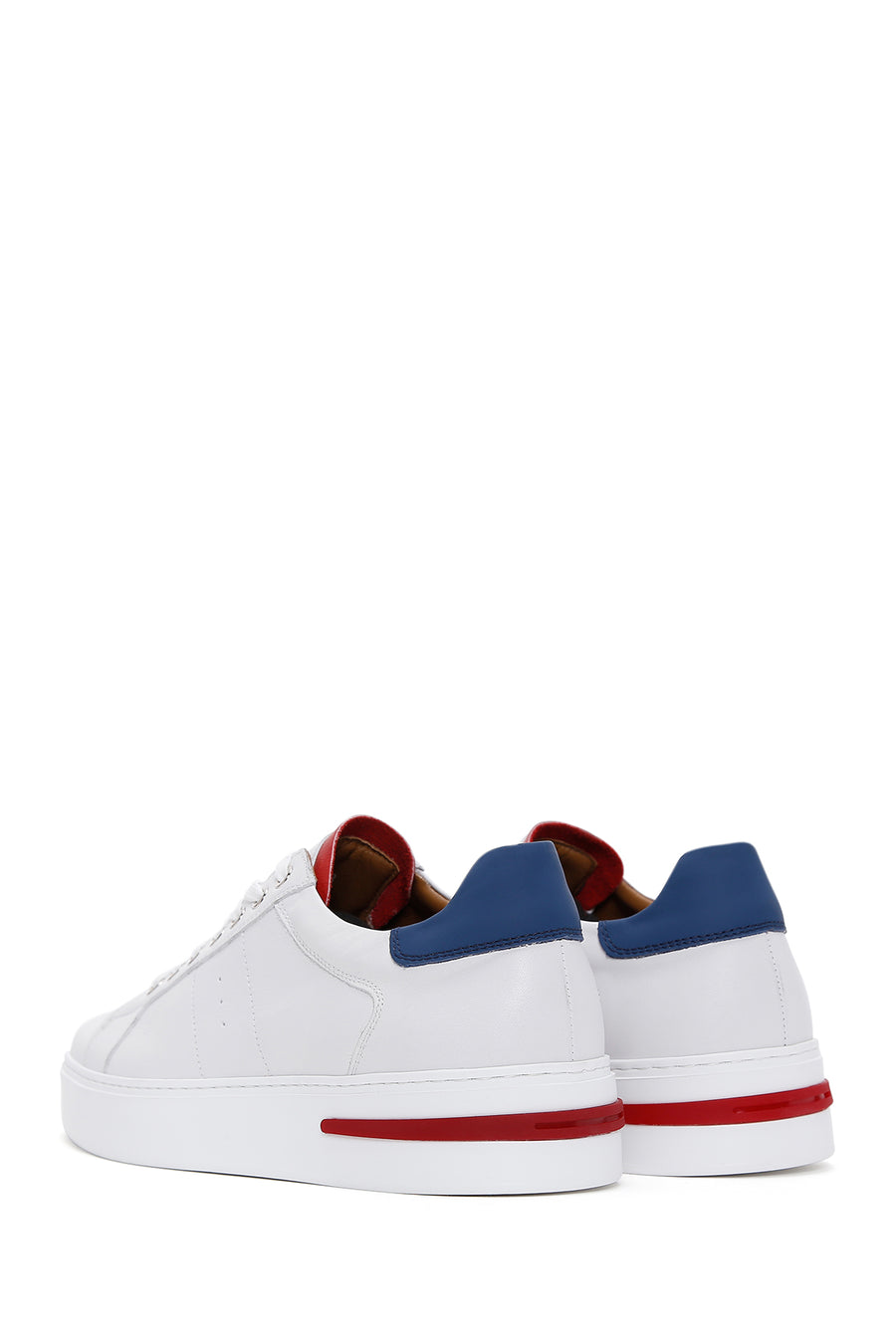 Men's White Lace-up Leather Sneaker