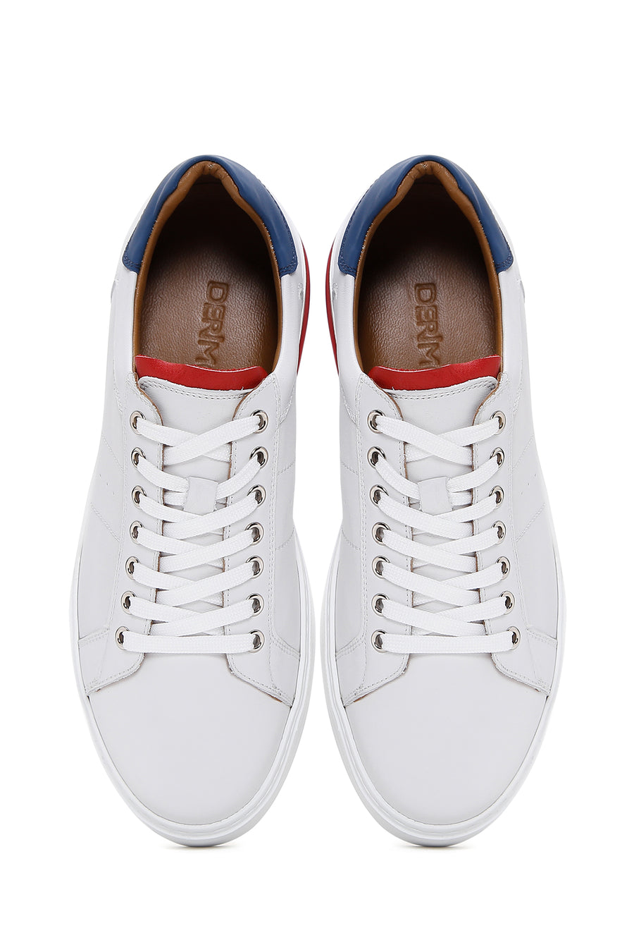 Men's White Lace-up Leather Sneaker