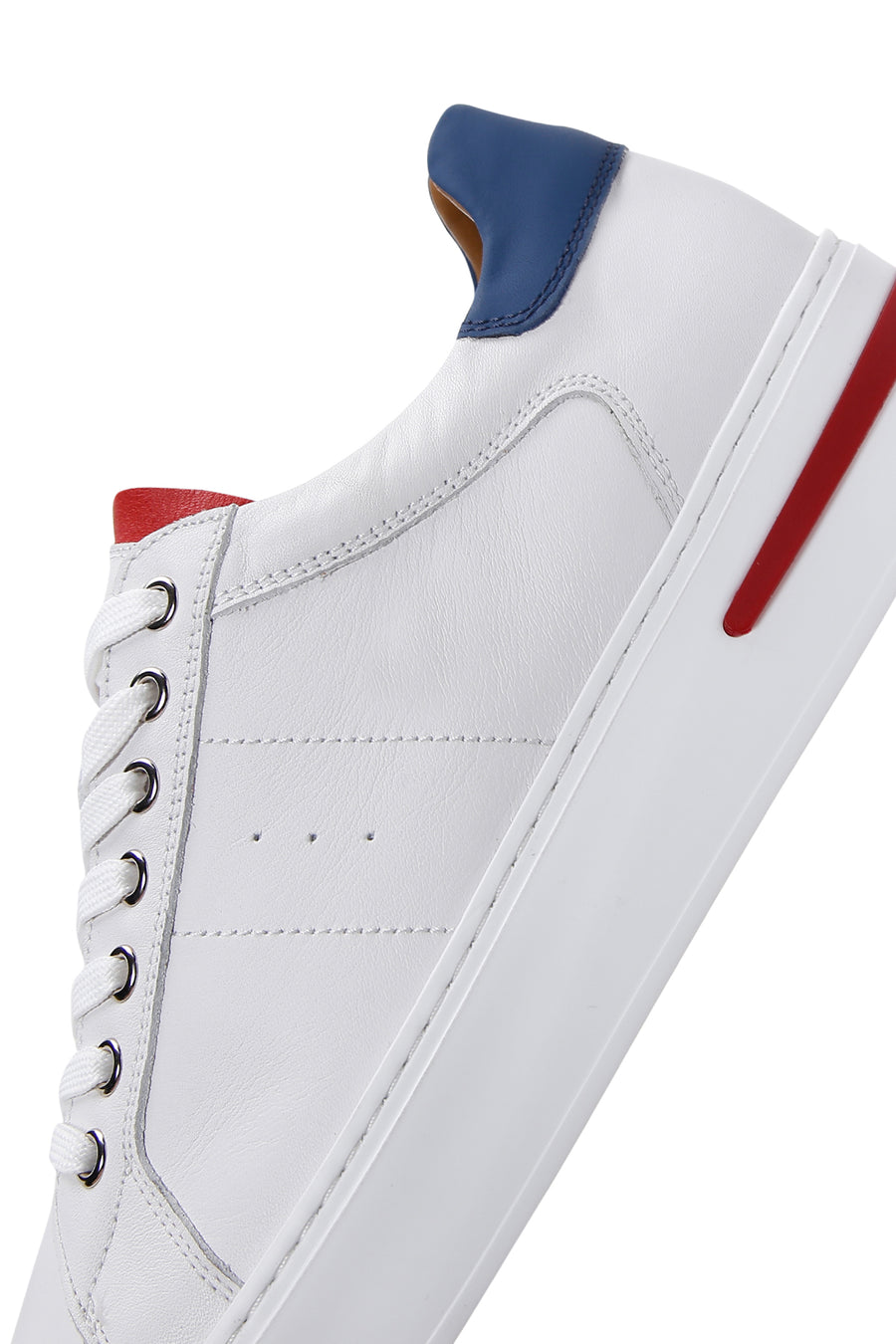 Men's White Lace-up Leather Sneaker