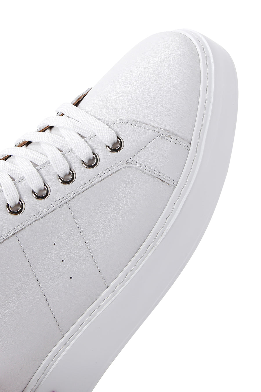 Men's White Lace-up Leather Sneaker