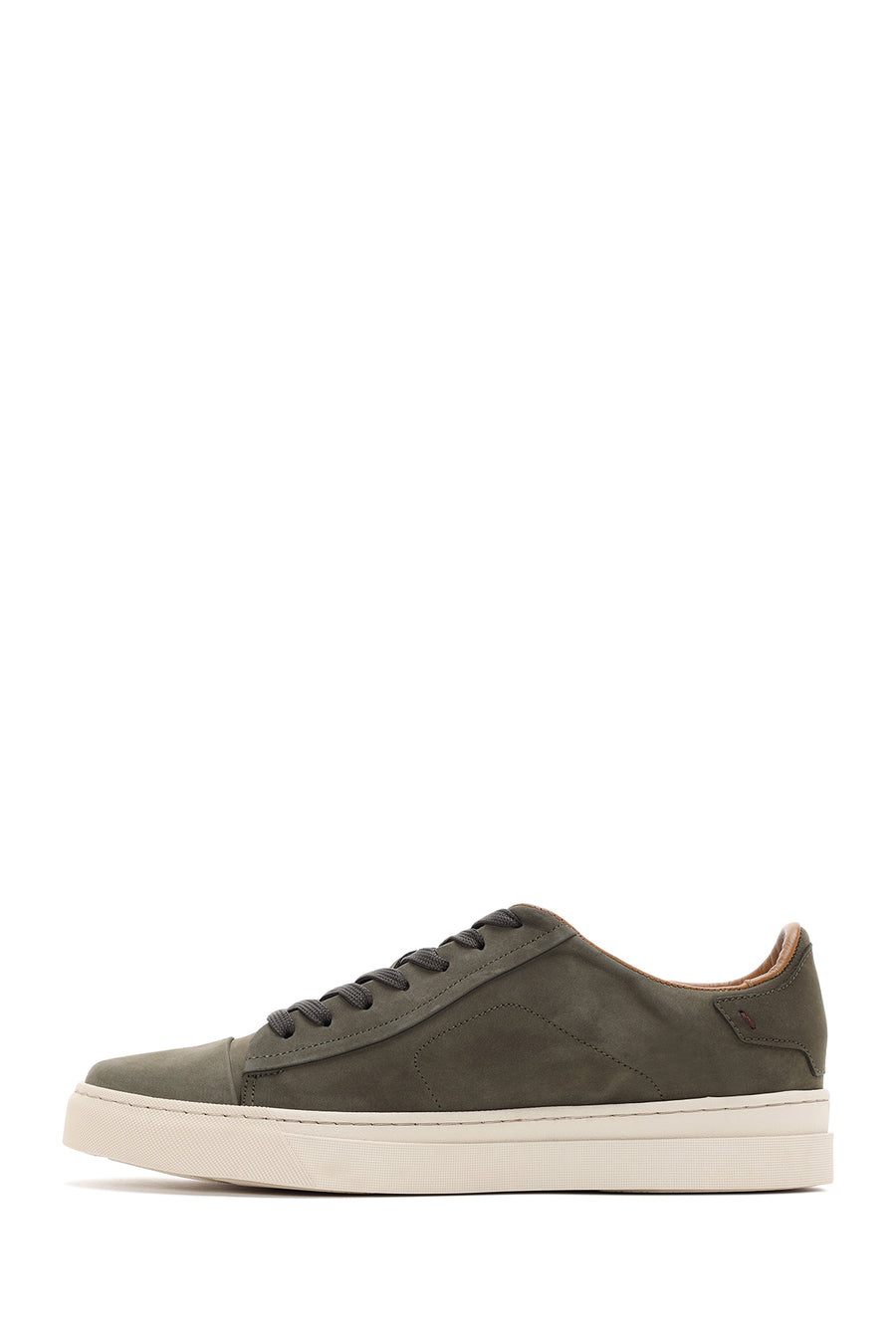 Erkek Haki Bağcıklı Nubuk Deri Sneaker