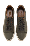 Men's Khaki Lace-Up Nubuck Leather Sneaker | Derimod
