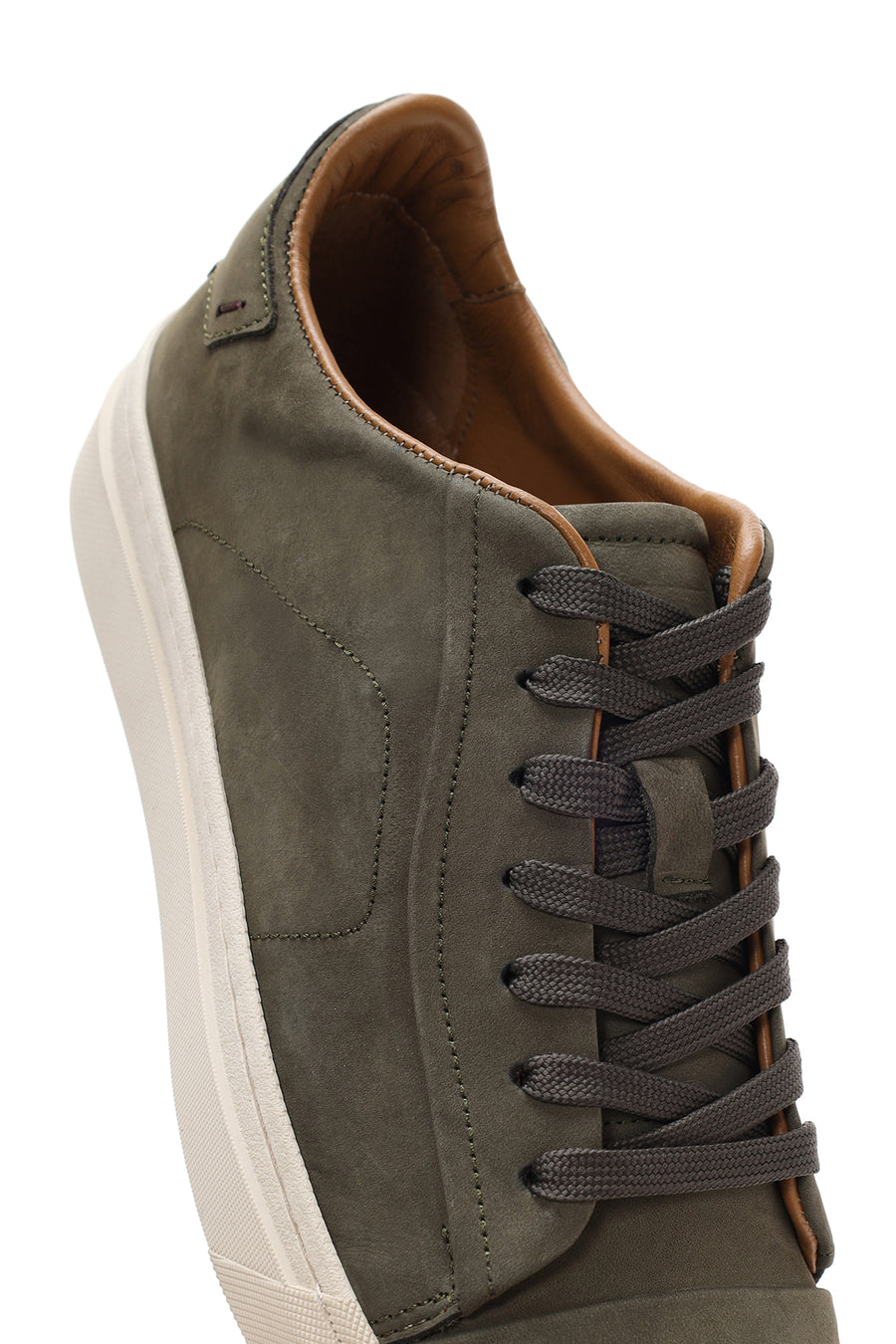 Erkek Haki Bağcıklı Nubuk Deri Sneaker