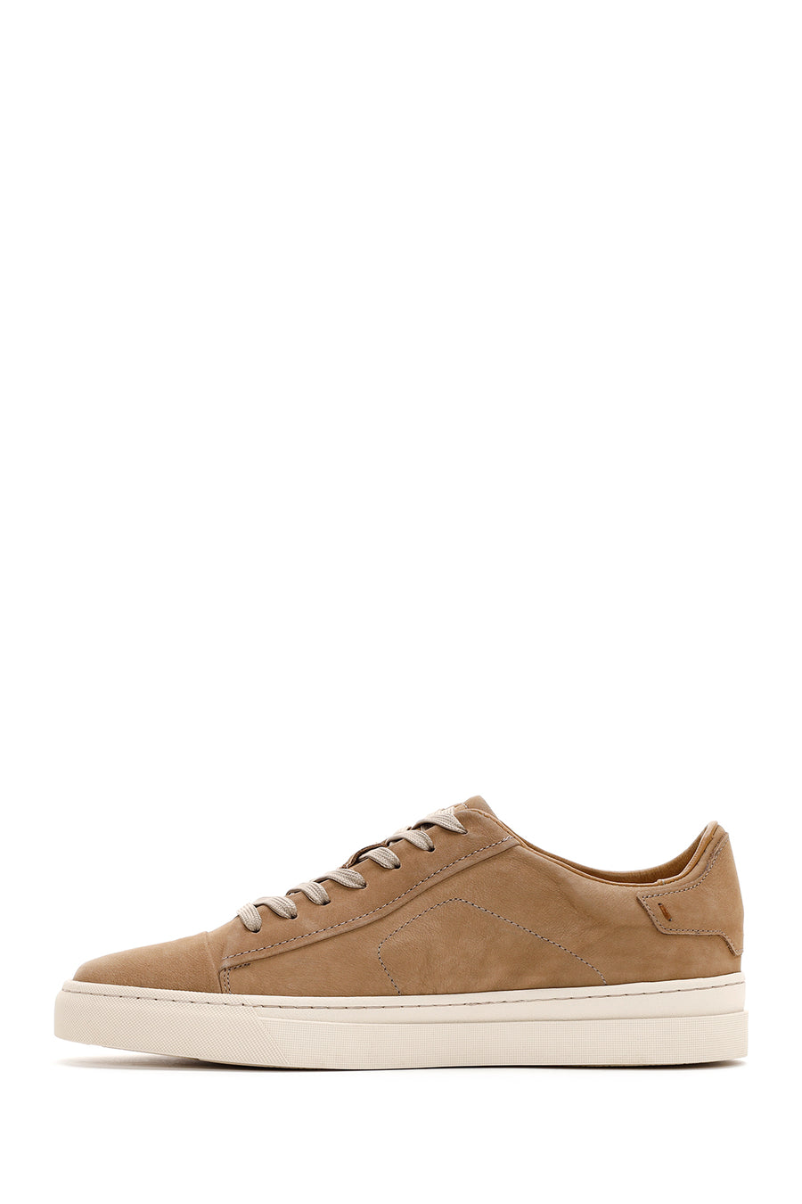 Erkek Bej Bağcıklı Nubuk Deri Sneaker