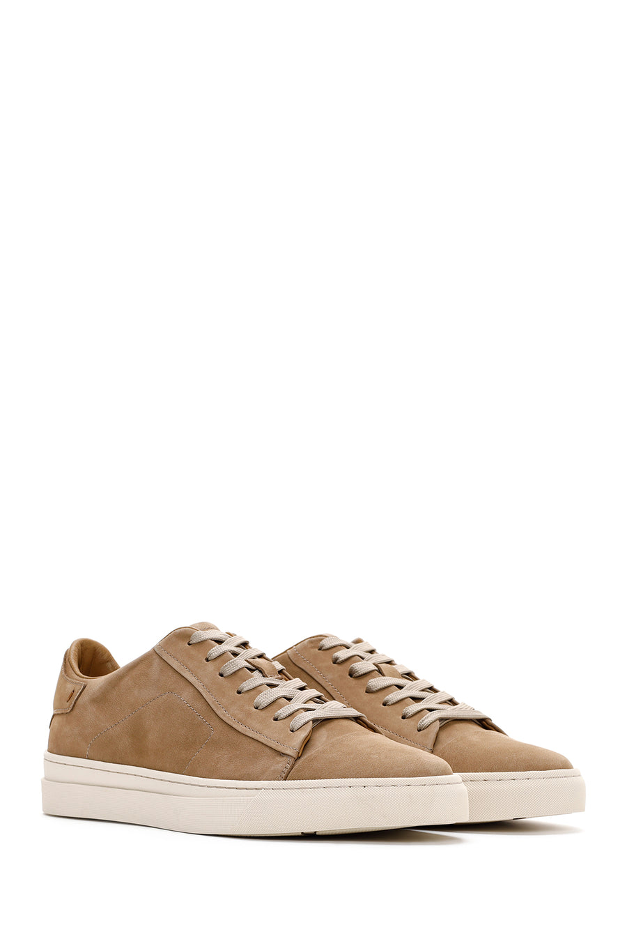 Erkek Bej Bağcıklı Nubuk Deri Sneaker