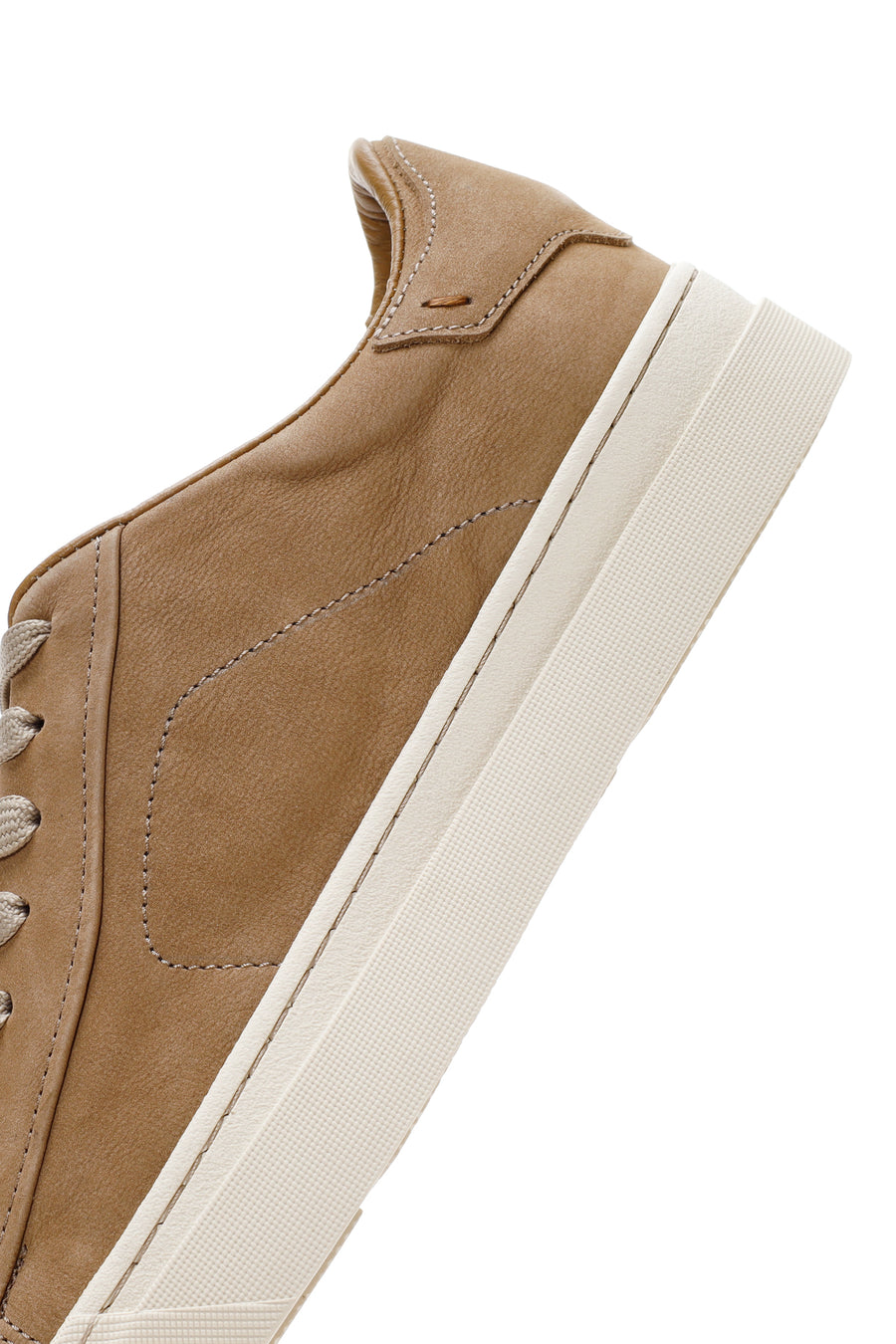Erkek Bej Bağcıklı Nubuk Deri Sneaker