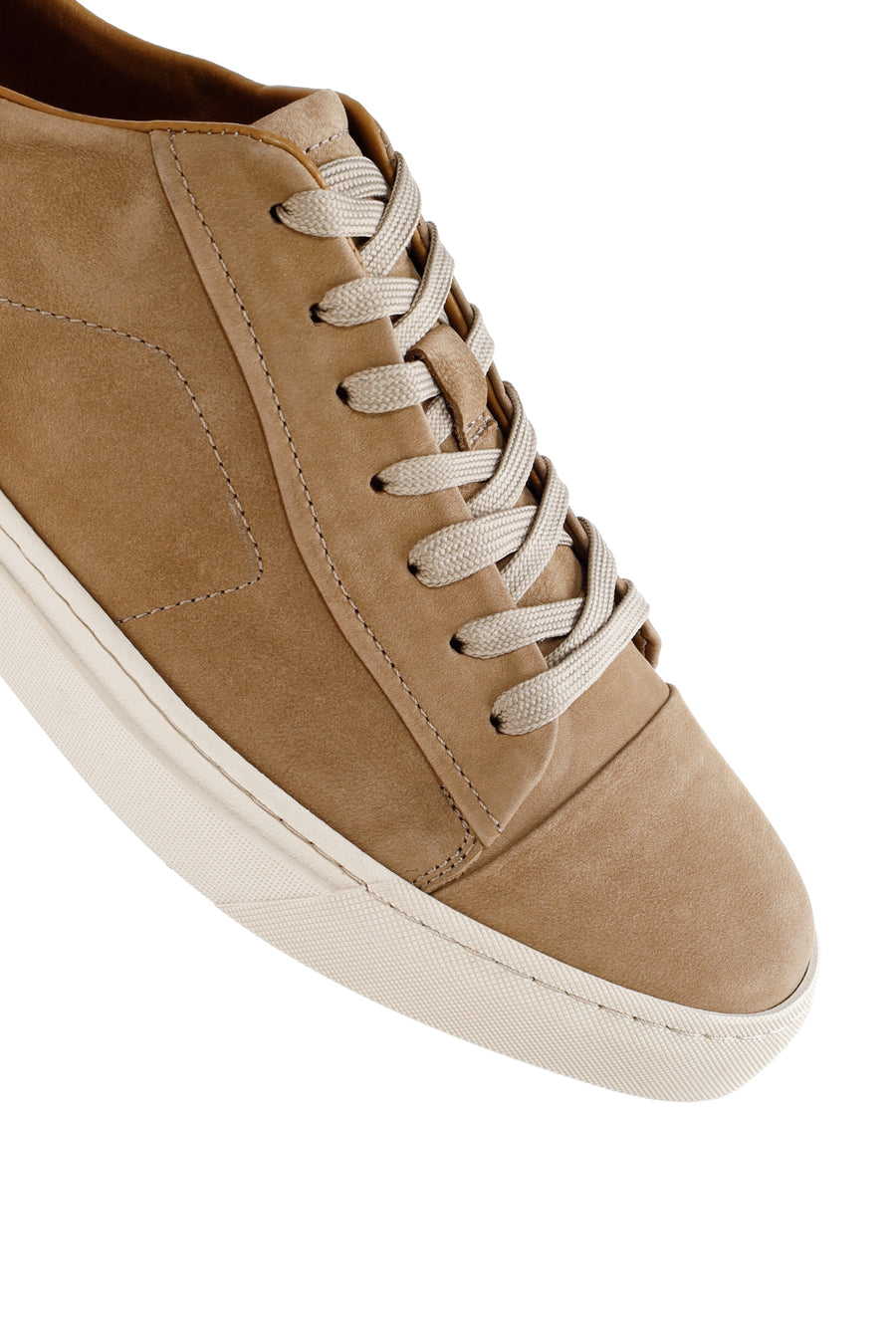 Erkek Bej Bağcıklı Nubuk Deri Sneaker