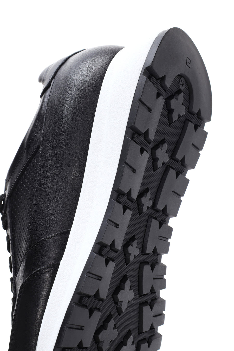 Erkek Siyah Bağcıklı Deri Casual Sneaker