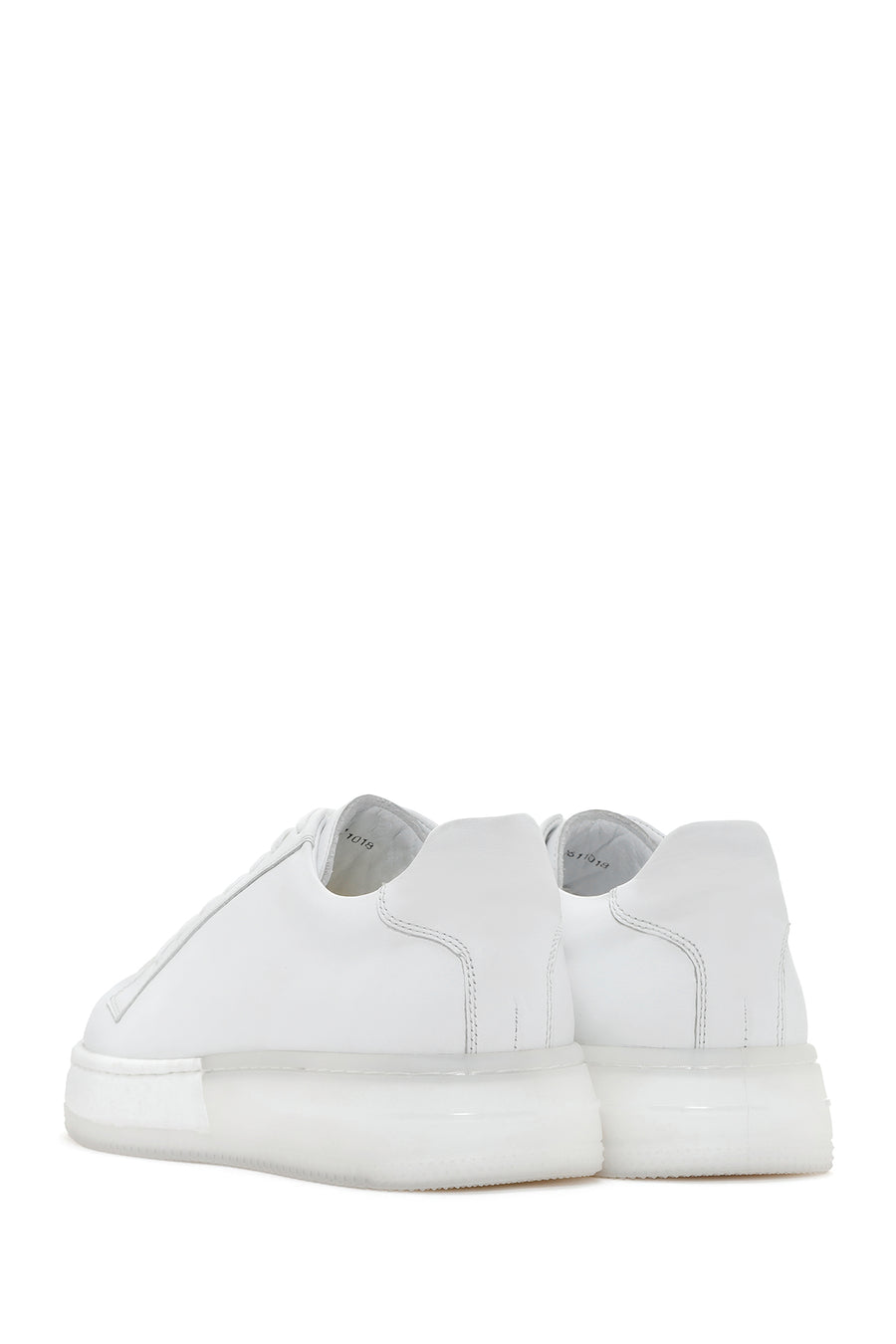 Men's White Thick Soled Leather Sneaker