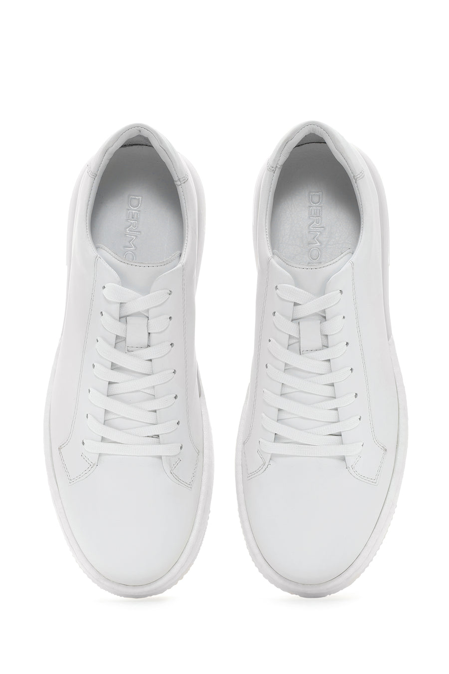 Men's White Thick Soled Leather Sneaker
