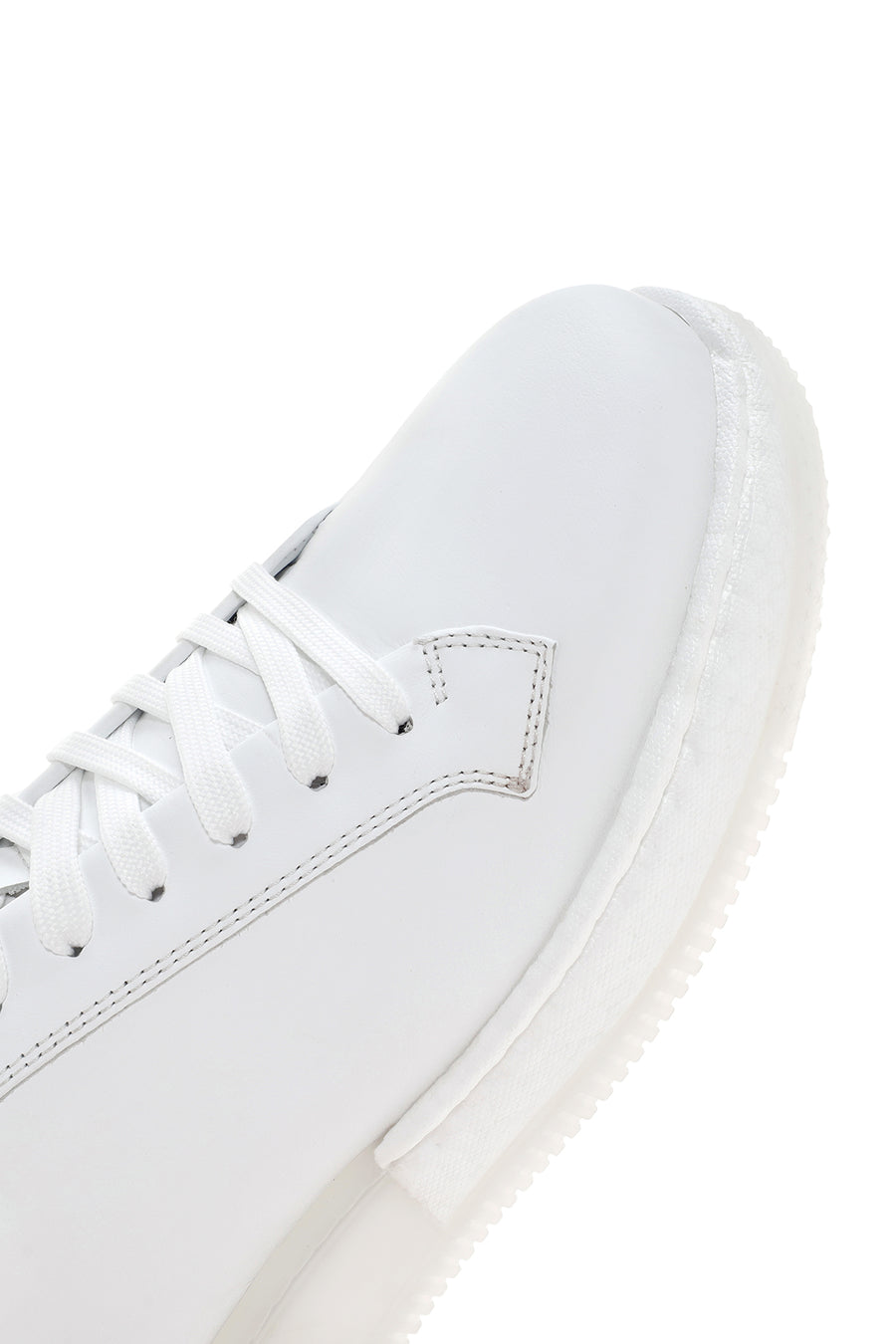 Men's White Thick Soled Leather Sneaker