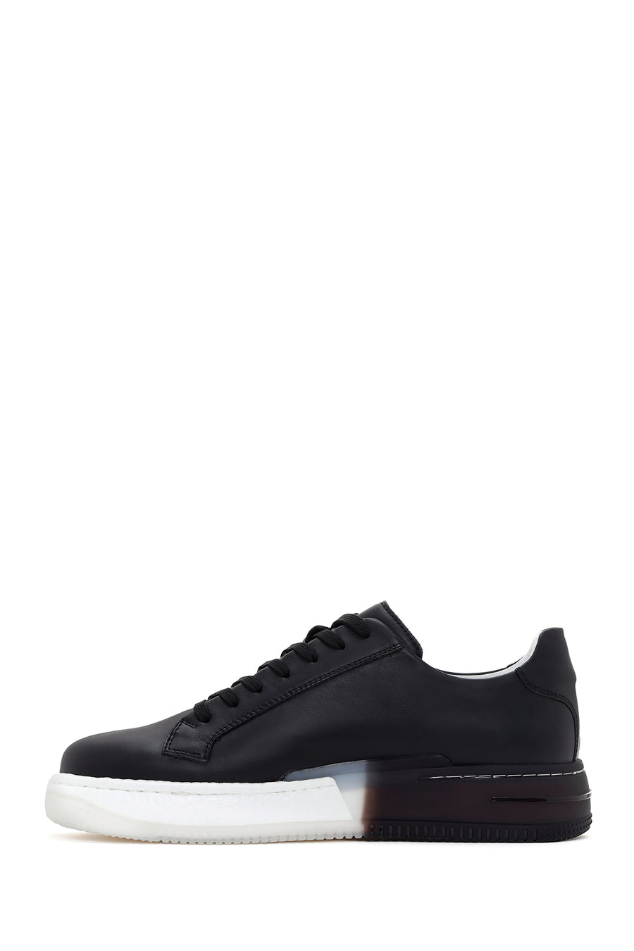 Men's Black Thick Soled Leather Sneaker