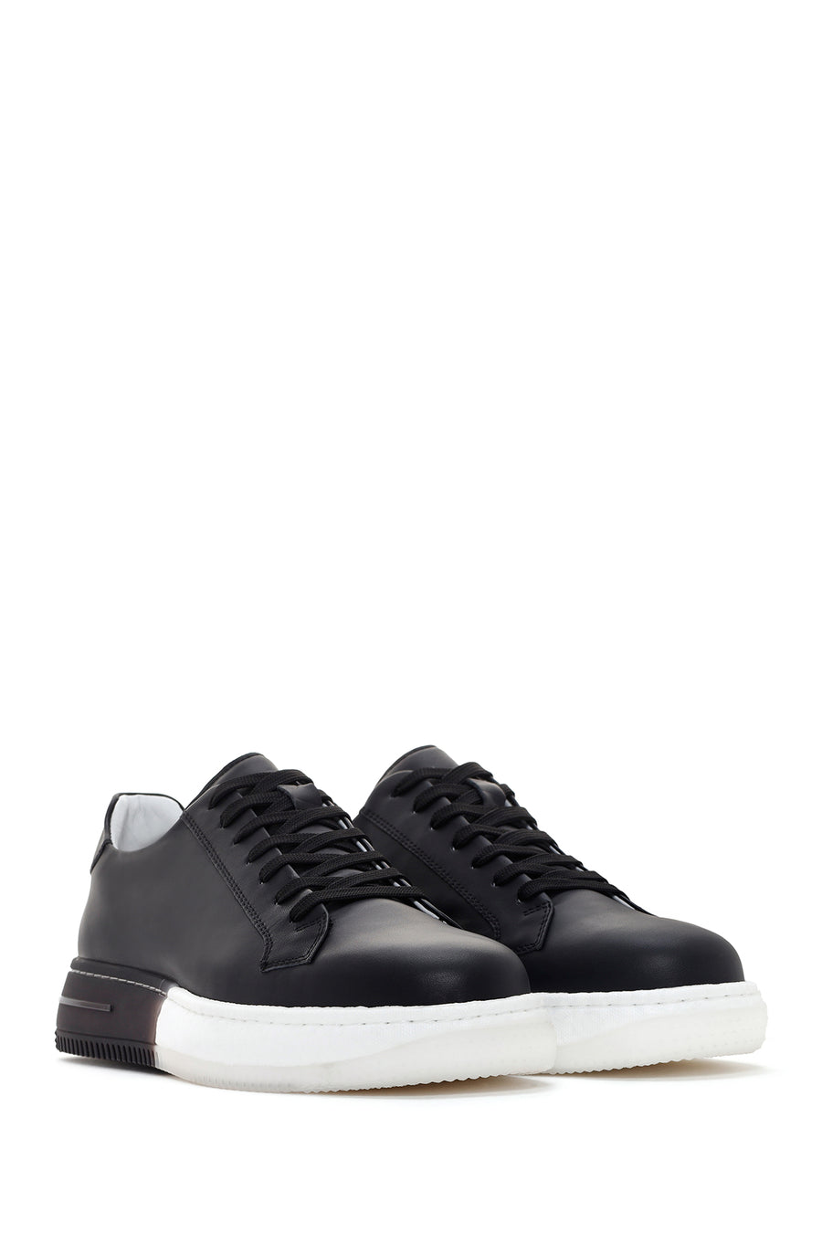 Men's Black Thick Soled Leather Sneaker