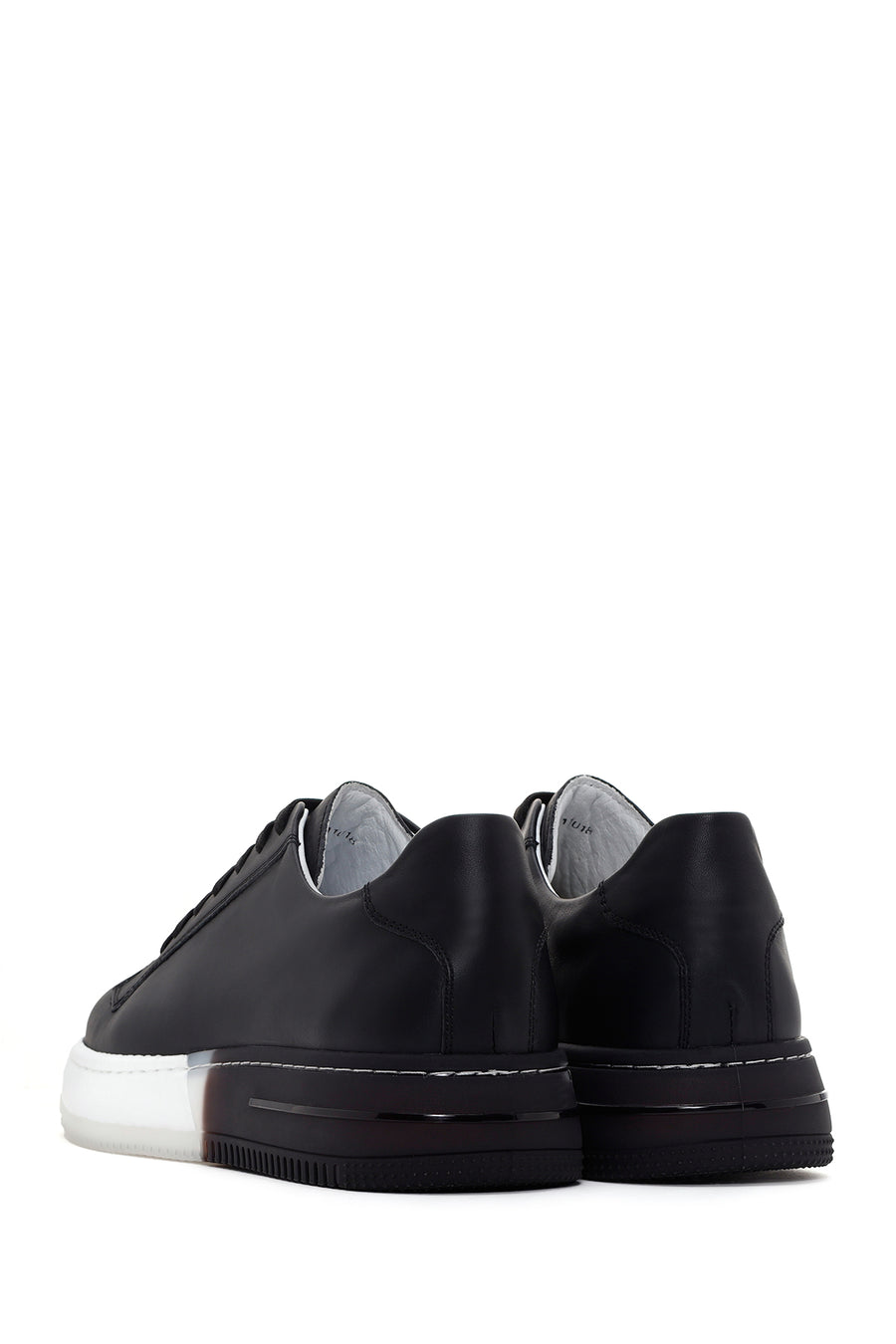 Men's Black Thick Soled Leather Sneaker