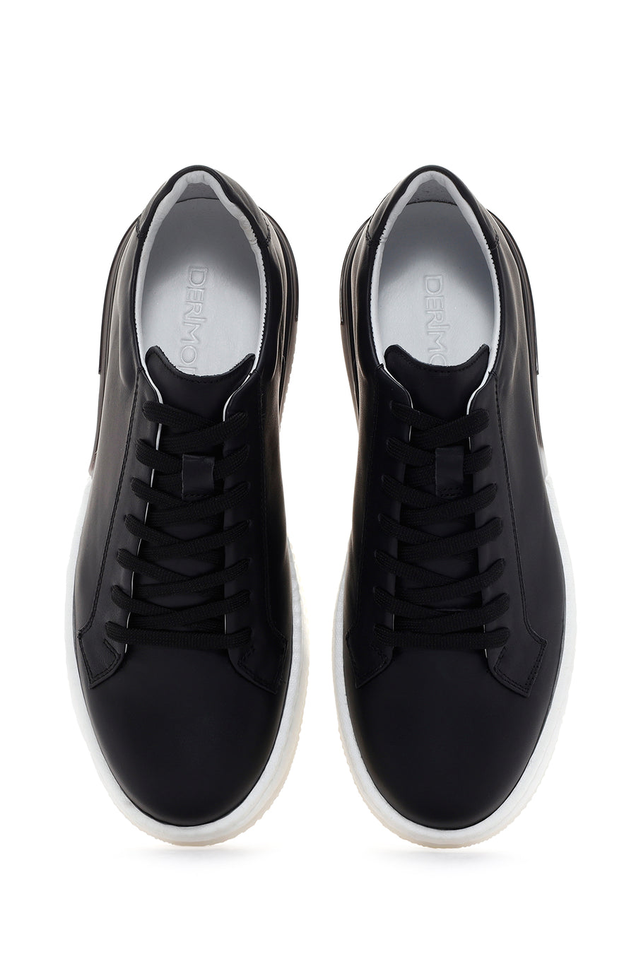 Men's Black Thick Soled Leather Sneaker