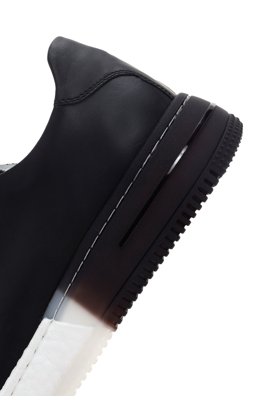 Men's Black Thick Soled Leather Sneaker