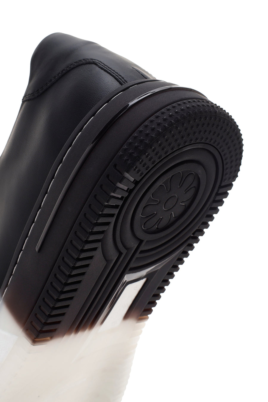 Men's Black Thick Soled Leather Sneaker