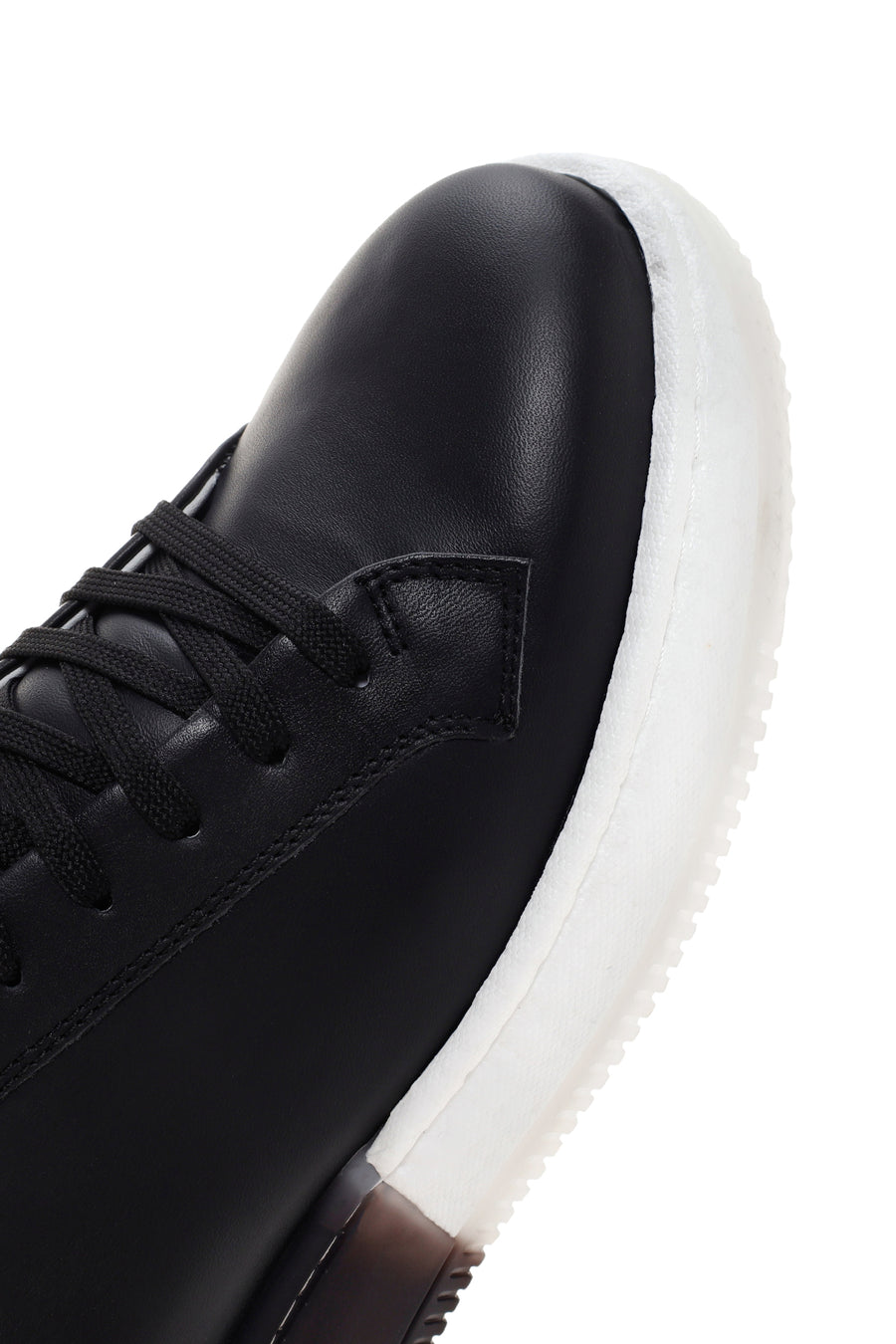 Men's Black Thick Soled Leather Sneaker