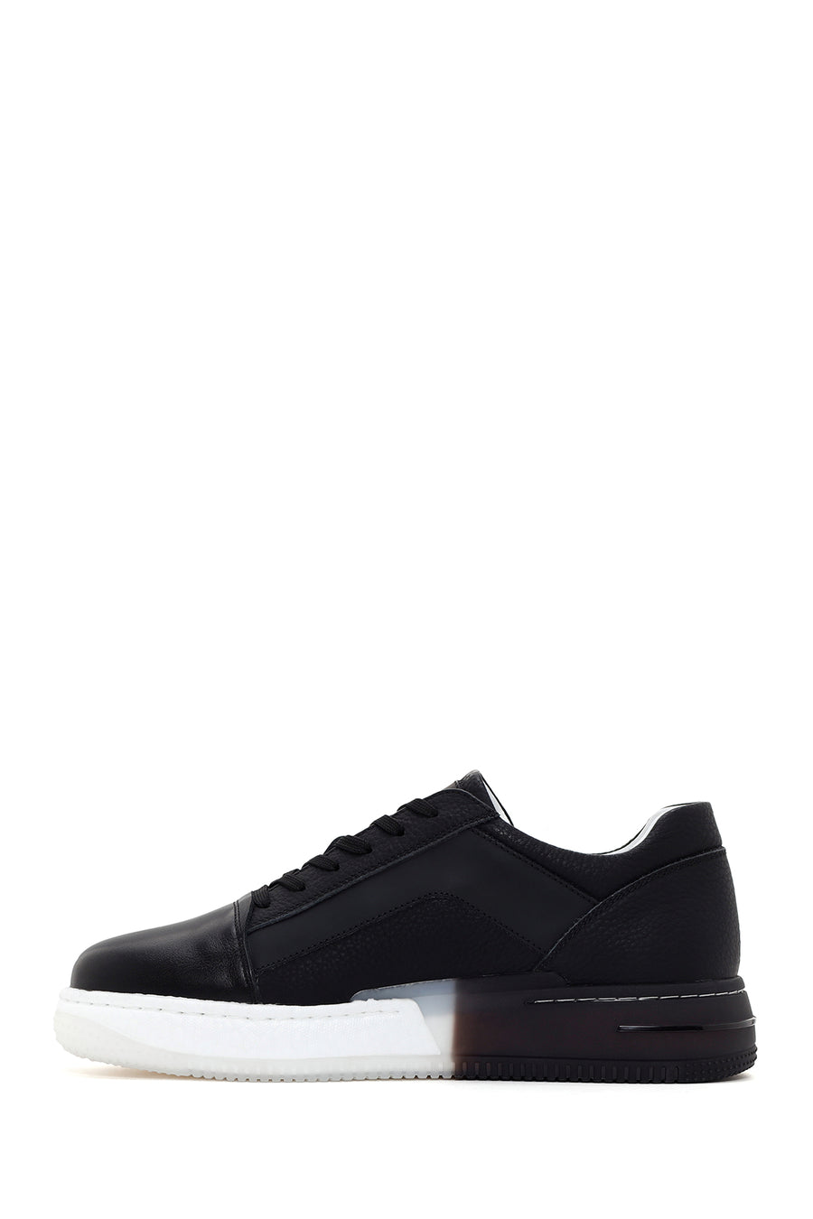 Men's Black Thick Soled Leather Sneaker