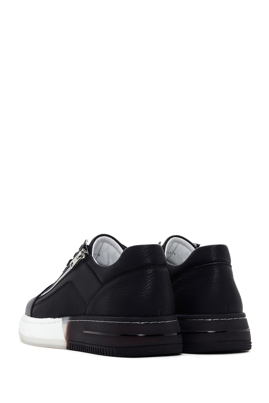 Men's Black Thick Soled Leather Sneaker