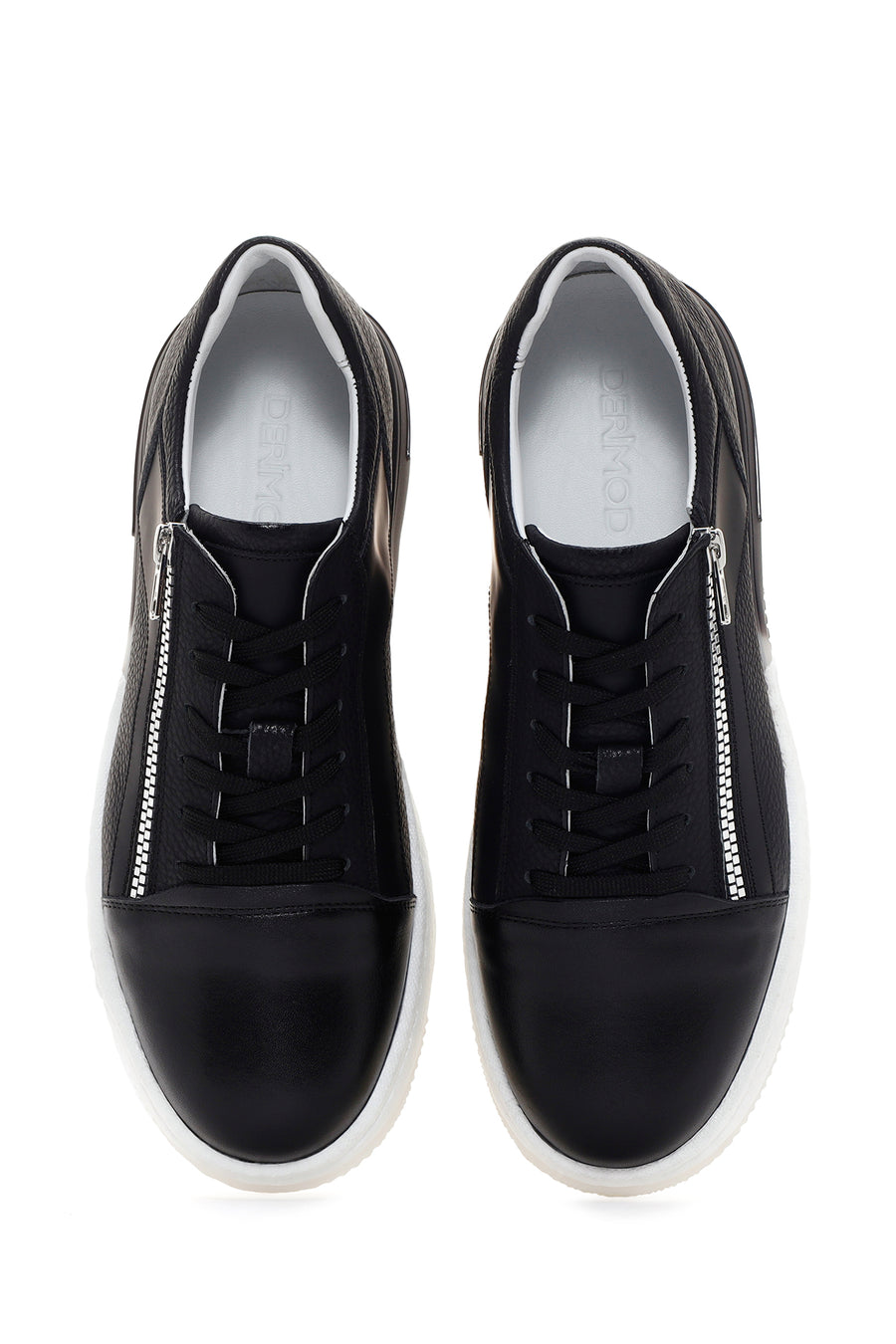 Men's Black Thick Soled Leather Sneaker