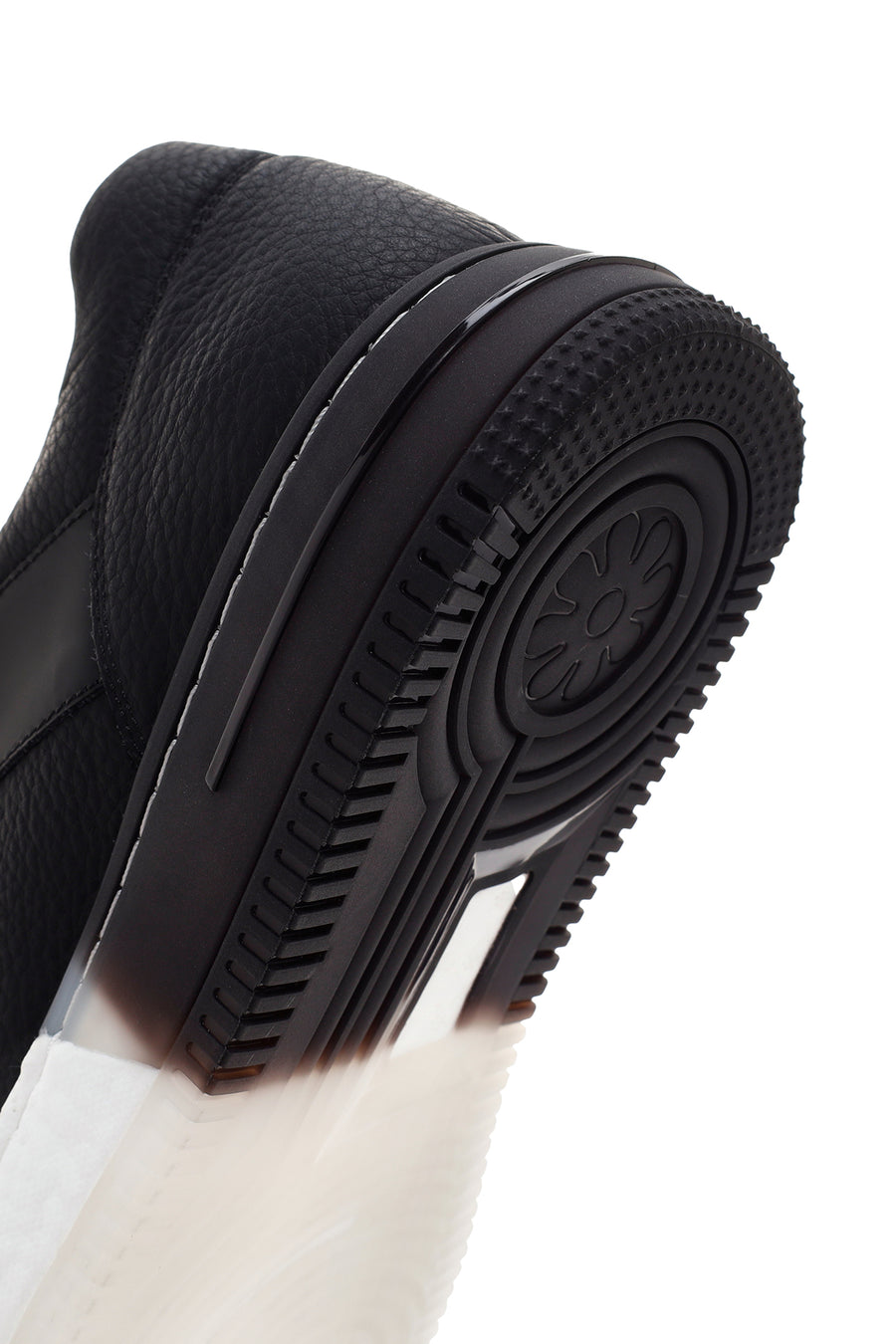 Men's Black Thick Soled Leather Sneaker