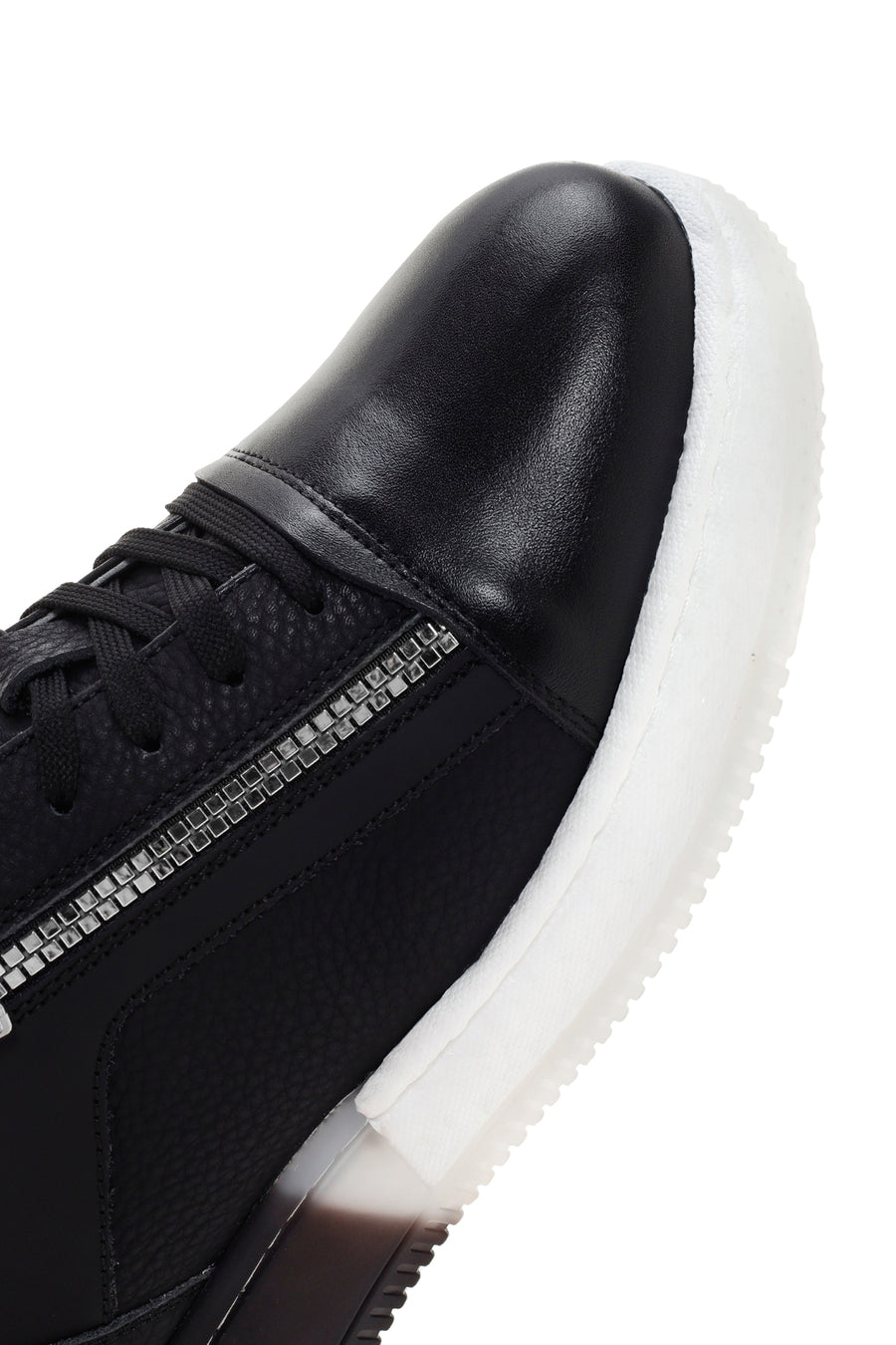 Men's Black Thick Soled Leather Sneaker