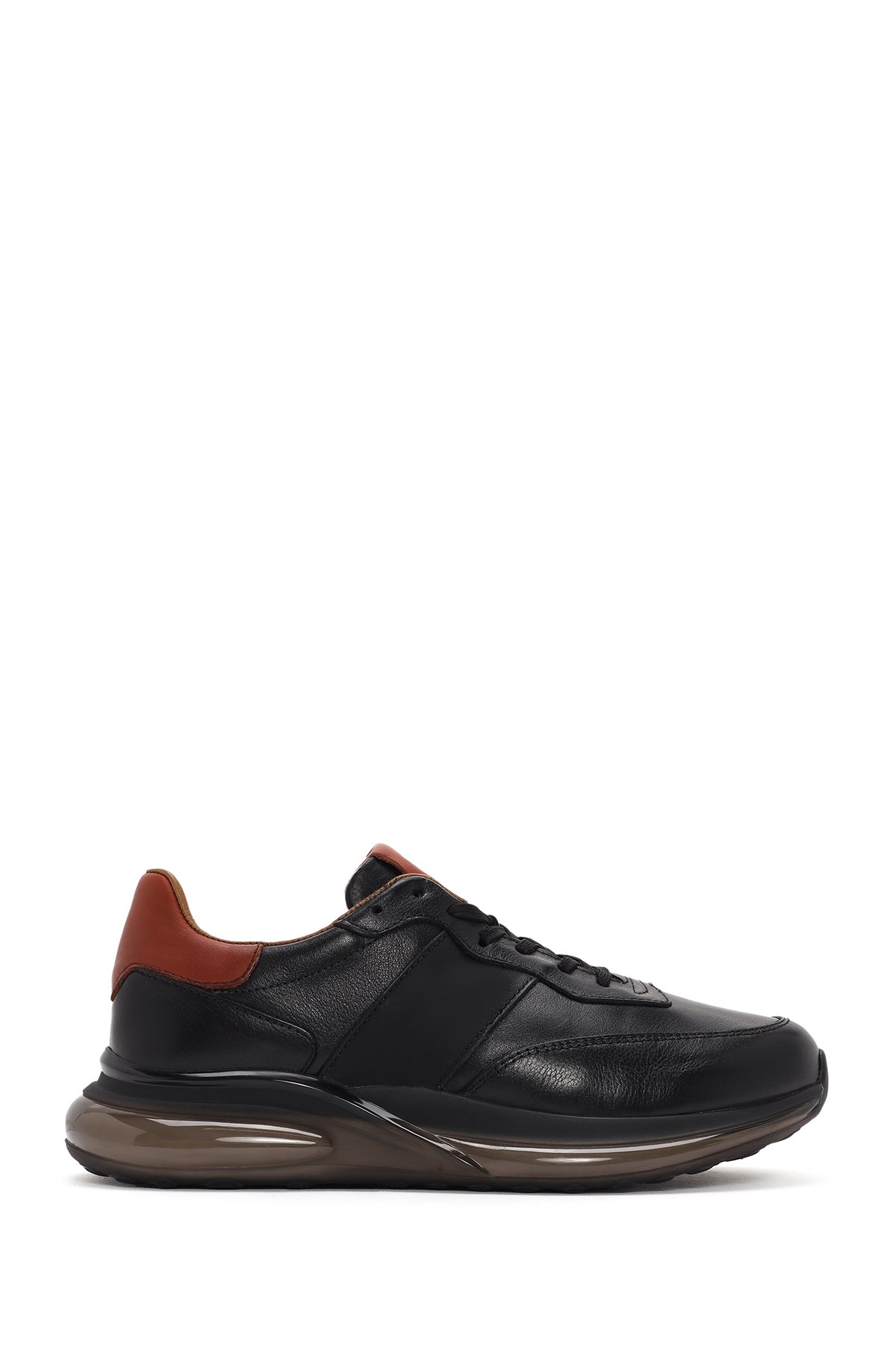 Men's Black Lace-up Thick-Sole Leather Casual Sneaker 24SFD611218 | Derimod