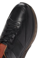 Men's Black Lace-up Thick-Sole Leather Casual Sneaker | Derimod