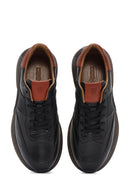 Men's Black Lace-up Thick-Sole Leather Casual Sneaker | Derimod