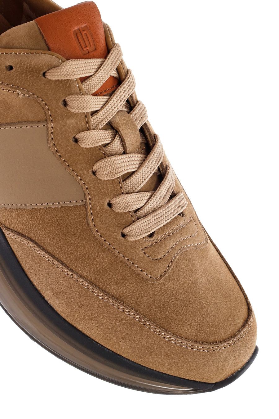 Erkek Bej Bağcıklı Nubuk Deri Casual Sneaker
