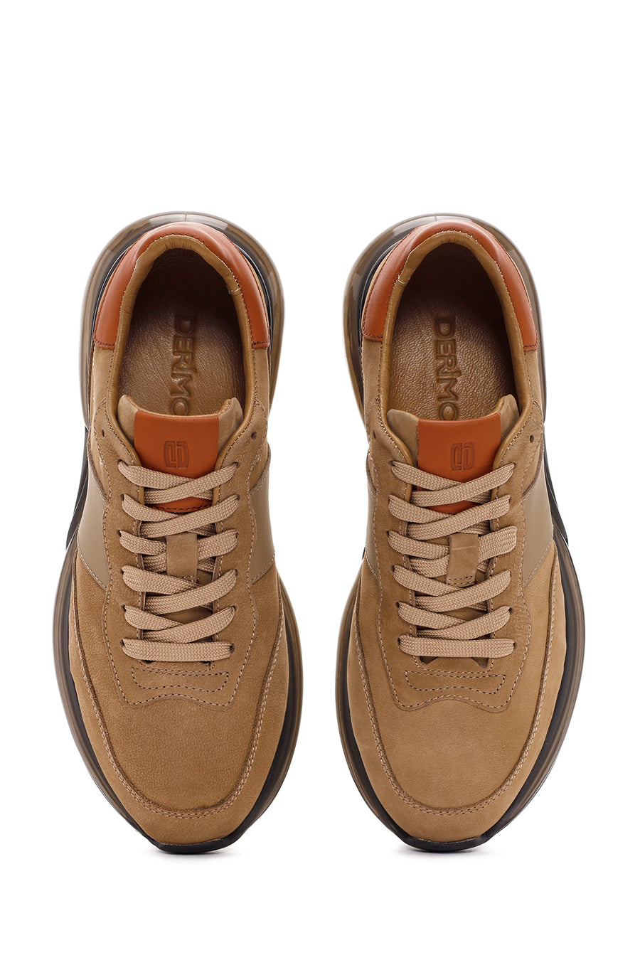Erkek Bej Bağcıklı Nubuk Deri Casual Sneaker