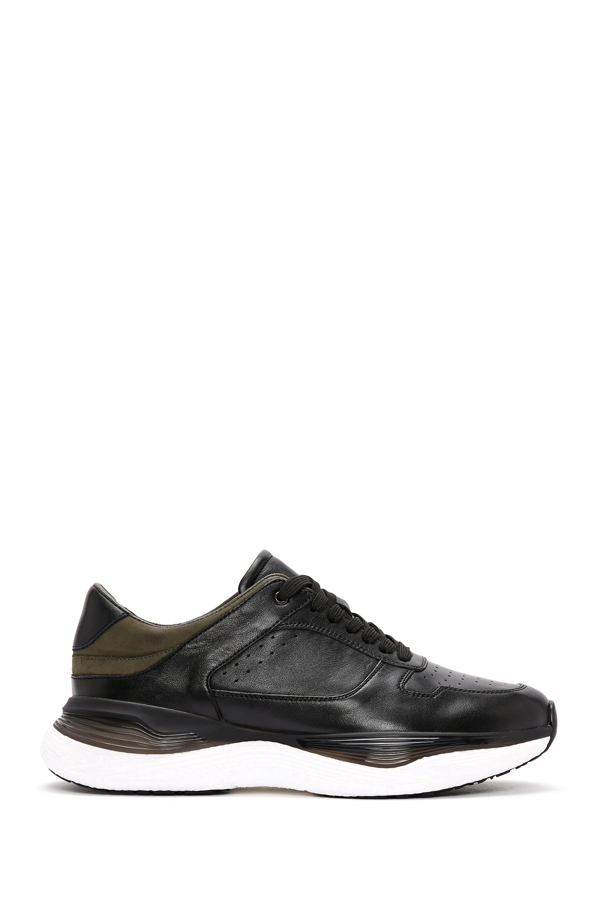 Men's Black Lace-up Thick-Sole Leather Casual Sneaker 24SFD611318 | Derimod