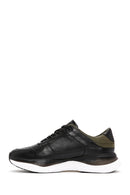 Men's Black Lace-up Thick-Sole Leather Casual Sneaker | Derimod